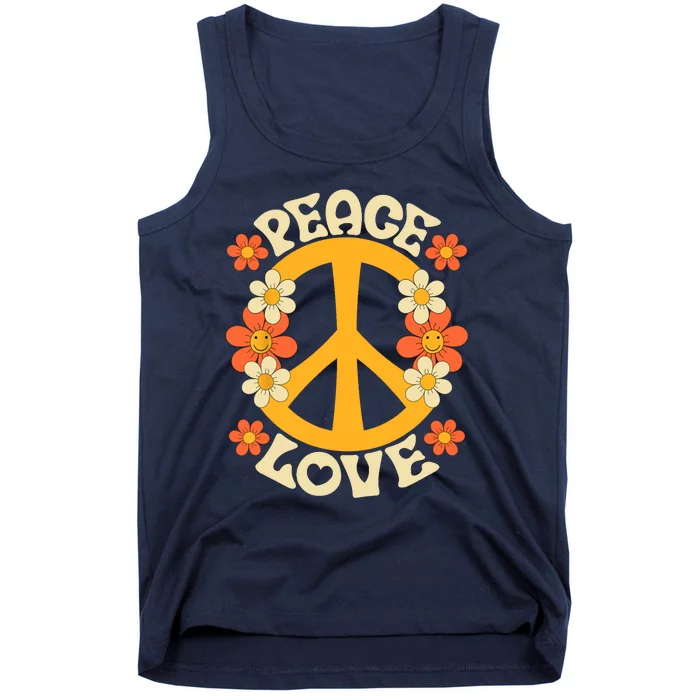 Peace Sign Love 60s 70s Costume 70 Theme Party Groovy Hippie Tank Top