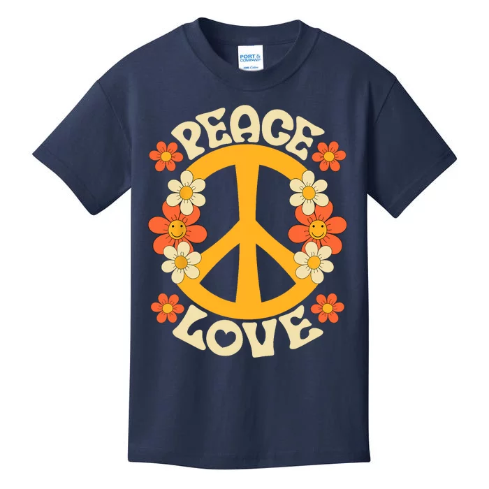 Peace Sign Love 60s 70s Costume 70 Theme Party Groovy Hippie Kids T-Shirt