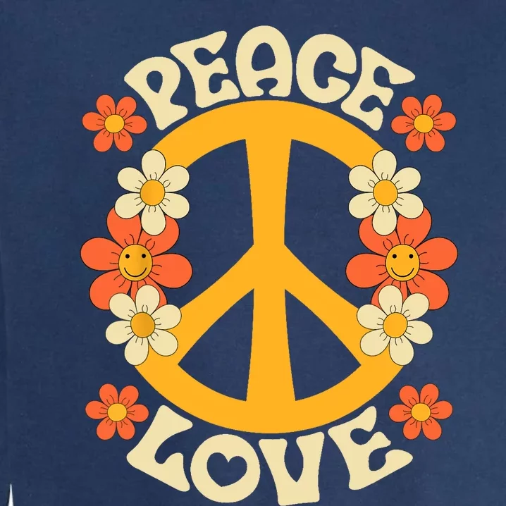 Peace Sign Love 60s 70s Costume 70 Theme Party Groovy Hippie Garment-Dyed Sweatshirt