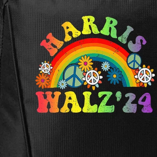 Peace Sign Love 60s 70s Tie Dye Harris Waltz 2024 City Backpack