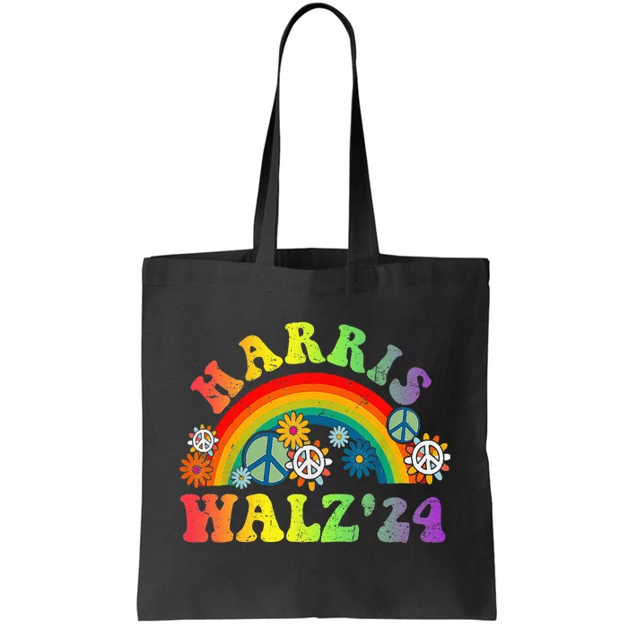 Peace Sign Love 60s 70s Tie Dye Harris Waltz 2024 Tote Bag