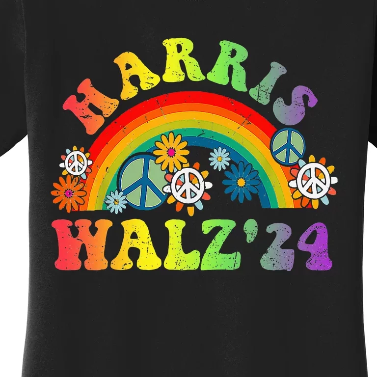 Peace Sign Love 60s 70s Tie Dye Harris Waltz 2024 Women's T-Shirt