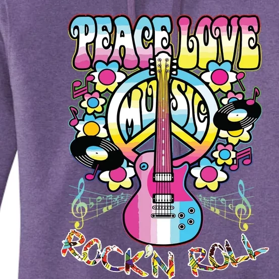 Peace Sign Love 60s 70s Tie Dye Hippie Costume Women's Pullover Hoodie