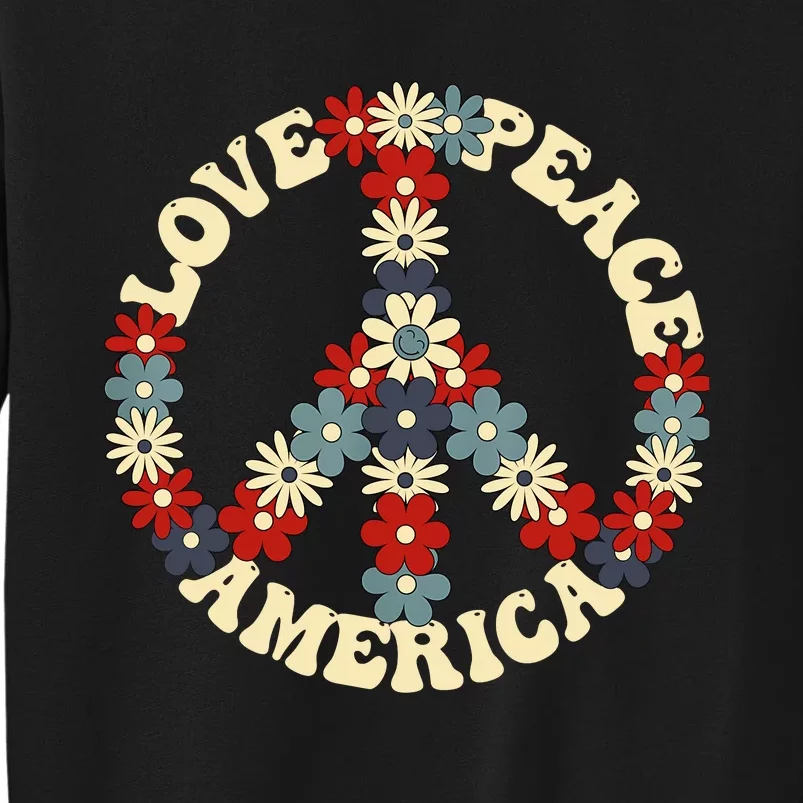 Peace Sign Love Peace America 70s Hippie Patriotic Sweatshirt