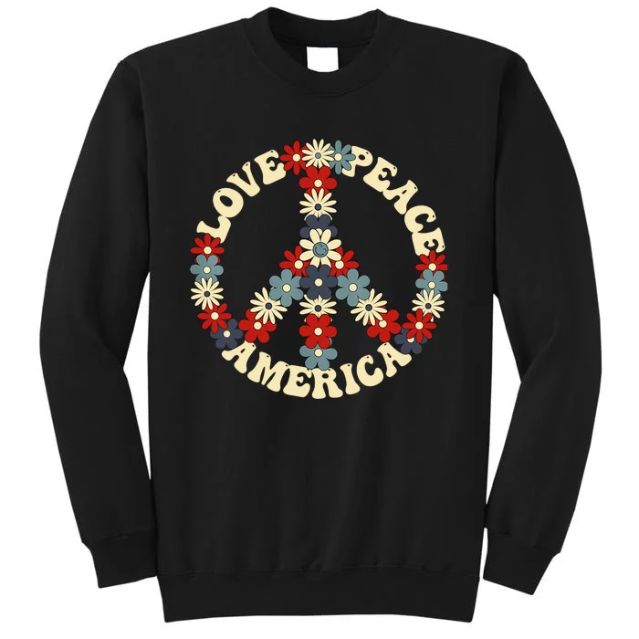 Peace Sign Love Peace America 70s Hippie Patriotic Sweatshirt