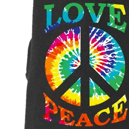 Peace Sign Love Retro 60S 70S Tie Dye Hippie Costume Doggie 3-End Fleece Hoodie