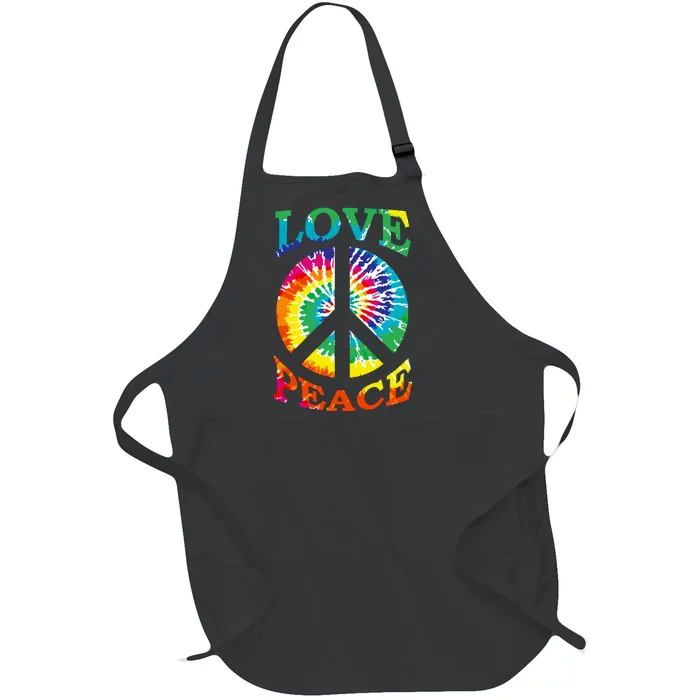 Peace Sign Love Retro 60S 70S Tie Dye Hippie Costume Full-Length Apron With Pocket