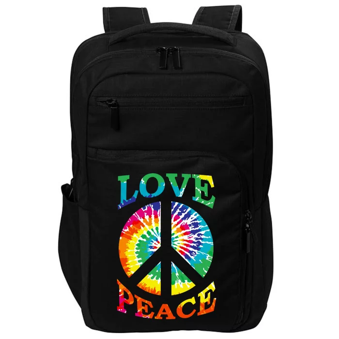 Peace Sign Love Retro 60S 70S Tie Dye Hippie Costume Impact Tech Backpack