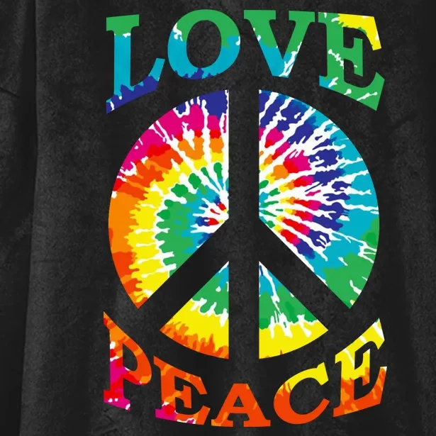 Peace Sign Love Retro 60S 70S Tie Dye Hippie Costume Hooded Wearable Blanket