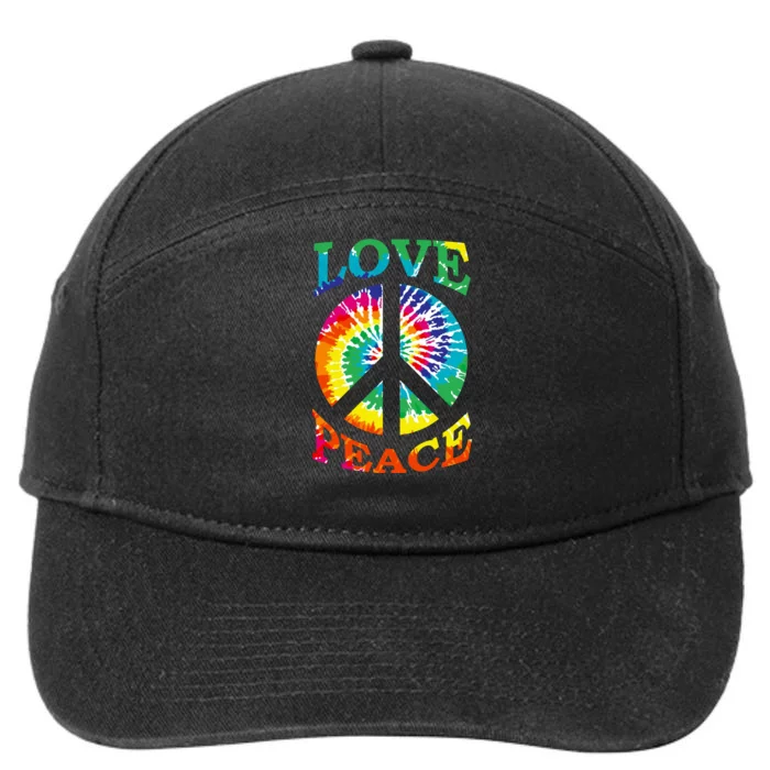 Peace Sign Love Retro 60S 70S Tie Dye Hippie Costume 7-Panel Snapback Hat