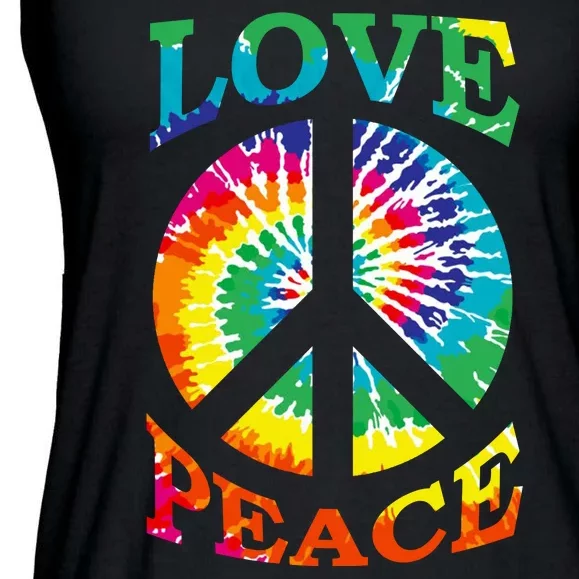 Peace Sign Love Retro 60S 70S Tie Dye Hippie Costume Ladies Essential Flowy Tank