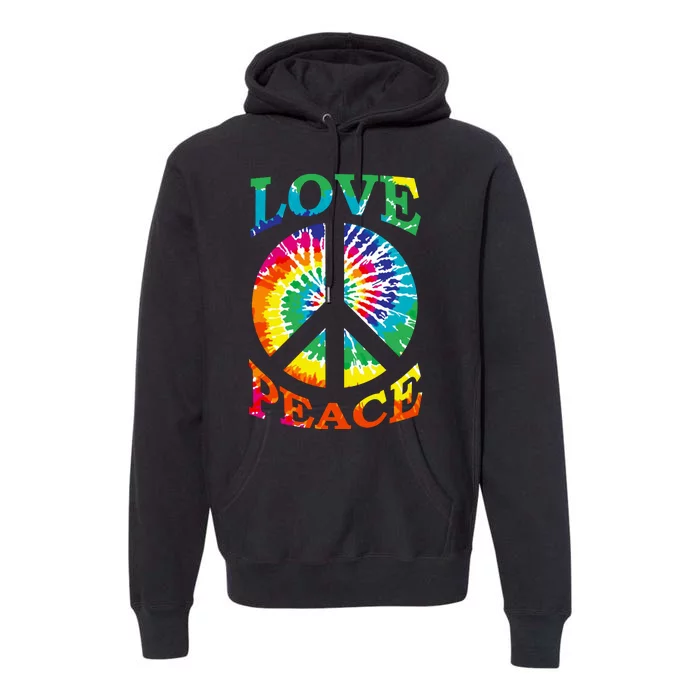 Peace Sign Love Retro 60S 70S Tie Dye Hippie Costume Premium Hoodie