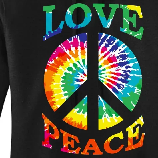 Peace Sign Love Retro 60S 70S Tie Dye Hippie Costume Women's Pullover Hoodie