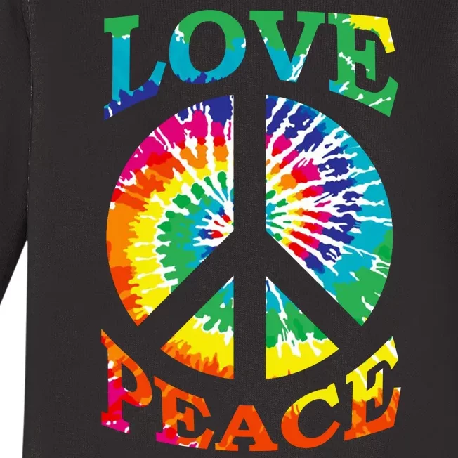 Peace Sign Love Retro 60S 70S Tie Dye Hippie Costume Baby Long Sleeve Bodysuit