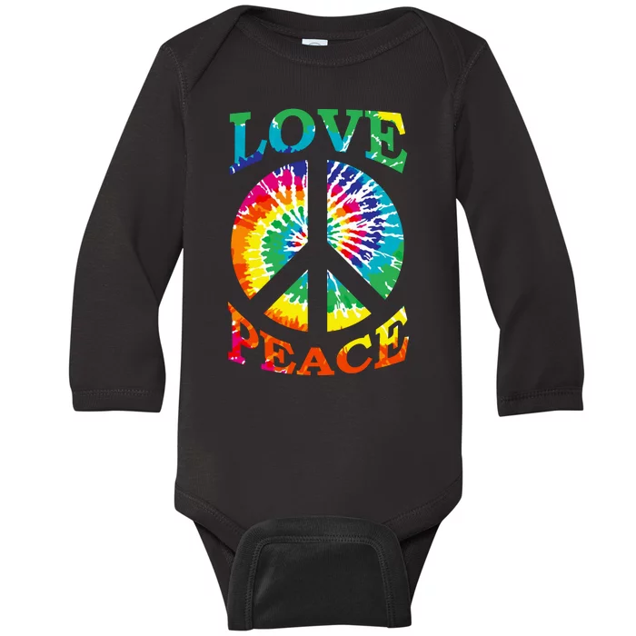 Peace Sign Love Retro 60S 70S Tie Dye Hippie Costume Baby Long Sleeve Bodysuit