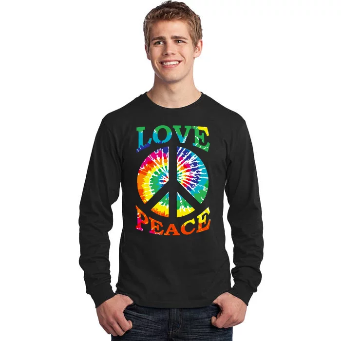 Peace Sign Love Retro 60S 70S Tie Dye Hippie Costume Tall Long Sleeve T-Shirt