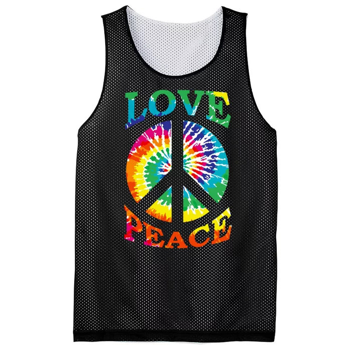 Peace Sign Love Retro 60S 70S Tie Dye Hippie Costume Mesh Reversible Basketball Jersey Tank