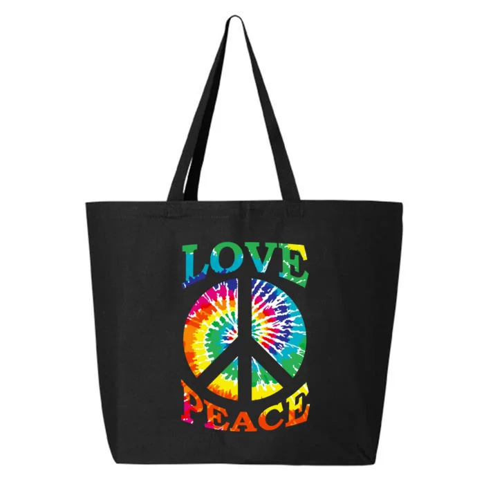 Peace Sign Love Retro 60S 70S Tie Dye Hippie Costume 25L Jumbo Tote