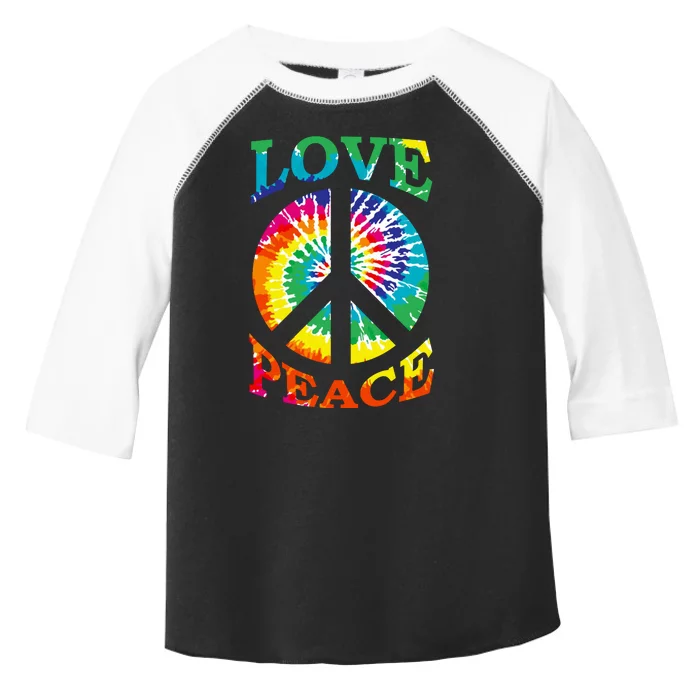 Peace Sign Love Retro 60S 70S Tie Dye Hippie Costume Toddler Fine Jersey T-Shirt