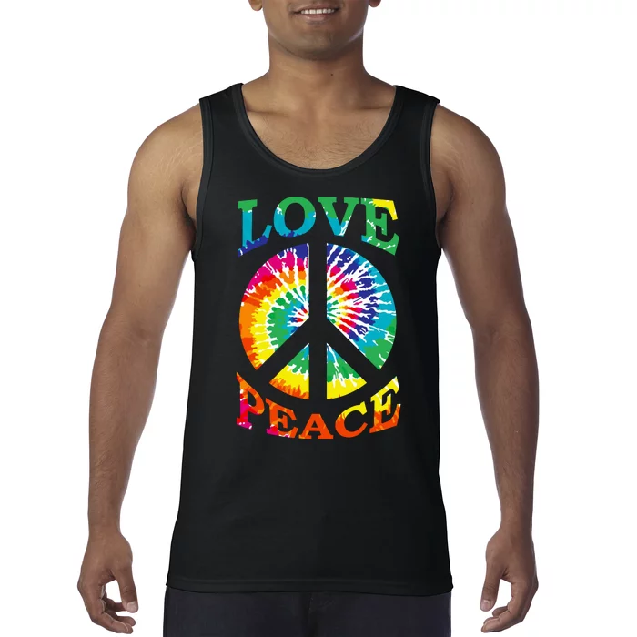 Peace Sign Love Retro 60S 70S Tie Dye Hippie Costume Tank Top