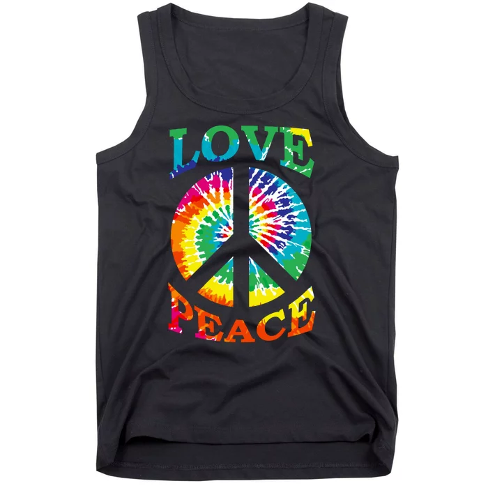 Peace Sign Love Retro 60S 70S Tie Dye Hippie Costume Tank Top