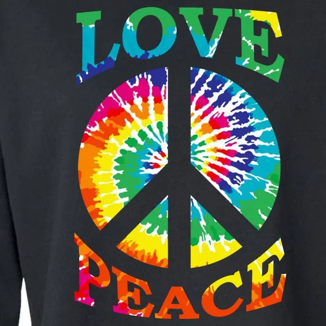 Peace Sign Love Retro 60S 70S Tie Dye Hippie Costume Cropped Pullover Crew