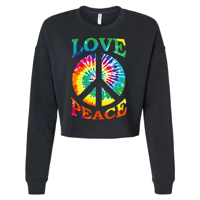 Peace Sign Love Retro 60S 70S Tie Dye Hippie Costume Cropped Pullover Crew