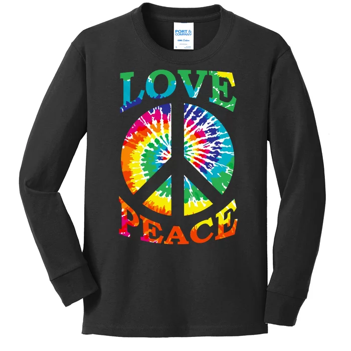 Peace Sign Love Retro 60S 70S Tie Dye Hippie Costume Kids Long Sleeve Shirt