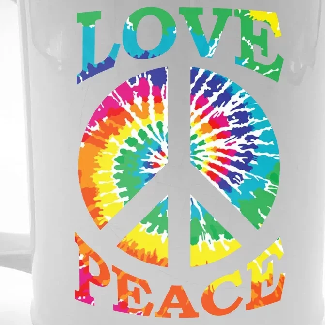 Peace Sign Love Retro 60S 70S Tie Dye Hippie Costume Front & Back Beer Stein