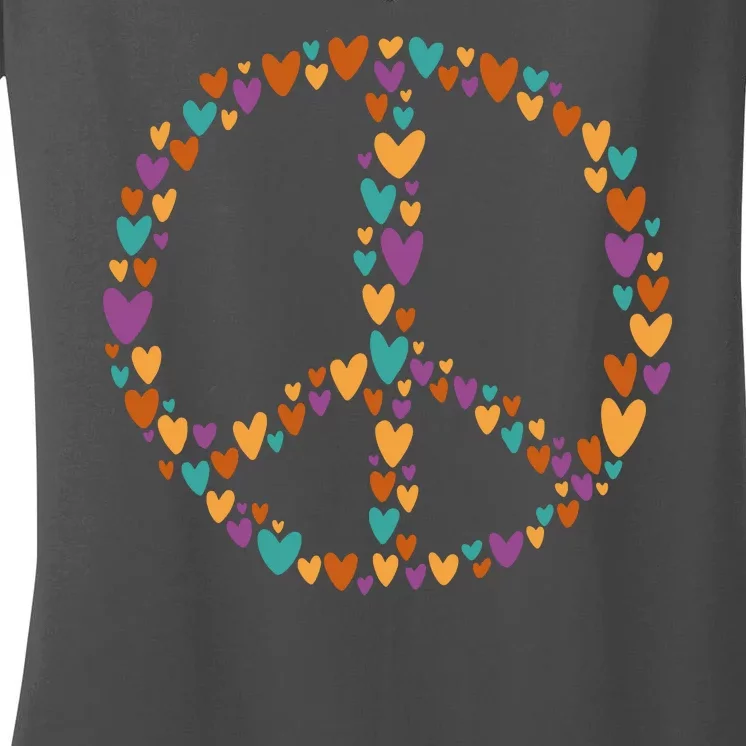 Peace Sign Love Hearts Women's V-Neck T-Shirt