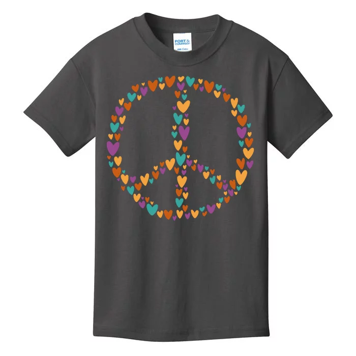 Peace Sign Love Hearts Kids T-Shirt