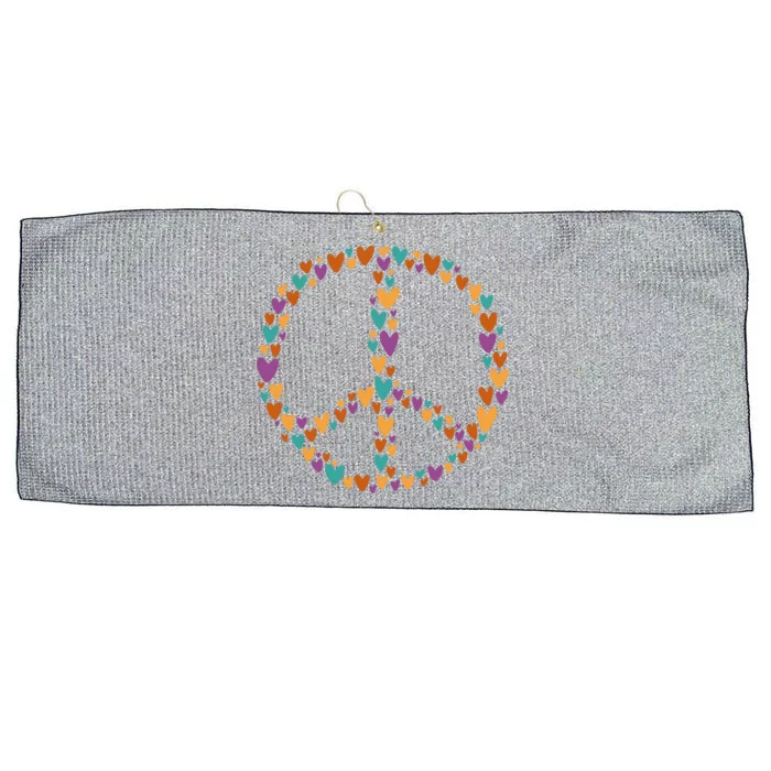 Peace Sign Love Hearts Large Microfiber Waffle Golf Towel