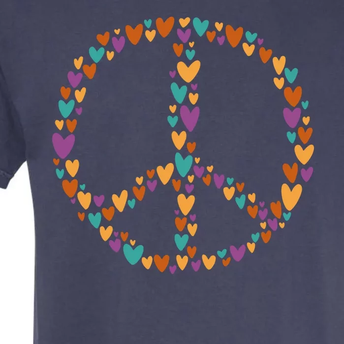 Peace Sign Love Hearts Garment-Dyed Heavyweight T-Shirt