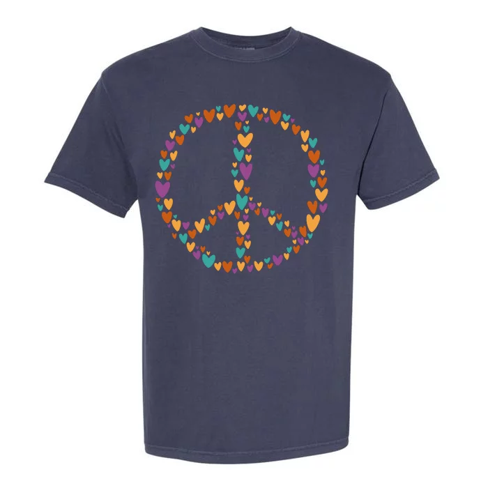 Peace Sign Love Hearts Garment-Dyed Heavyweight T-Shirt