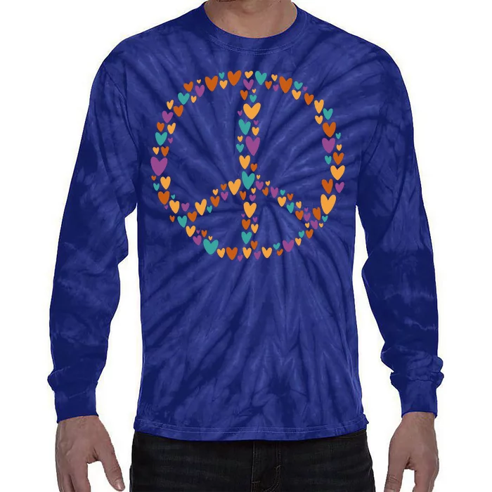 Peace Sign Love Hearts Tie-Dye Long Sleeve Shirt