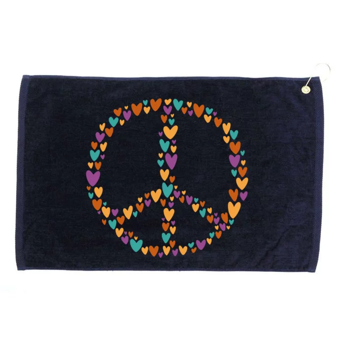 Peace Sign Love Hearts Grommeted Golf Towel