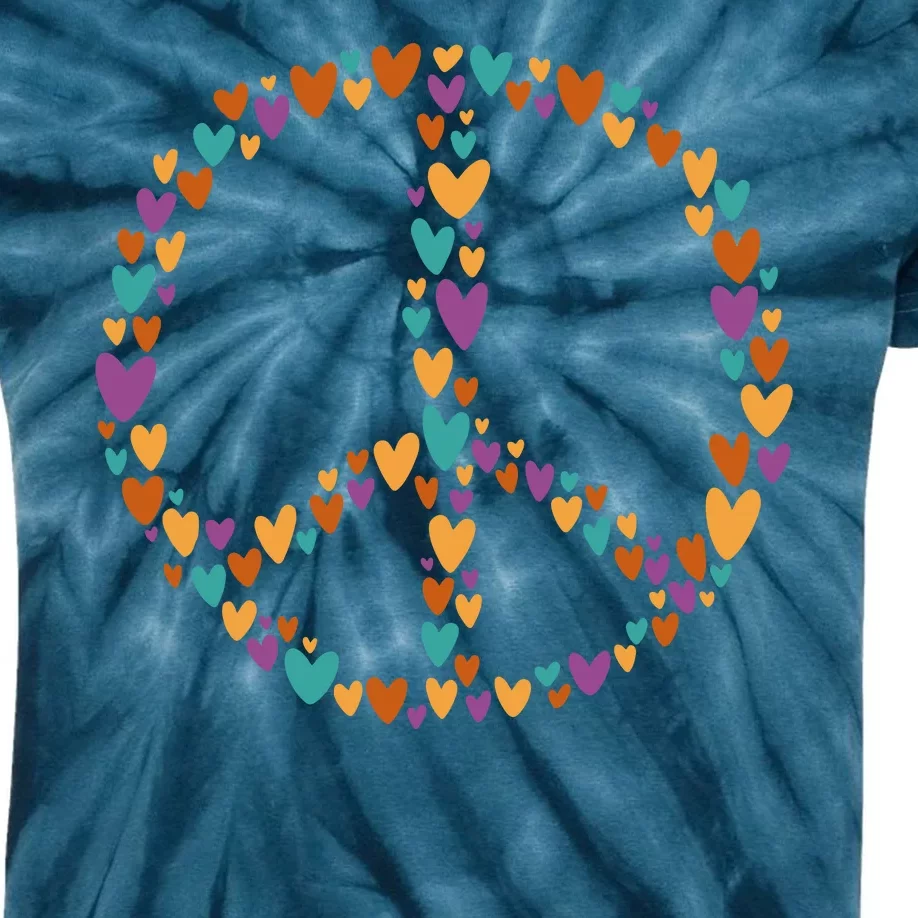 Peace Sign Love Hearts Kids Tie-Dye T-Shirt