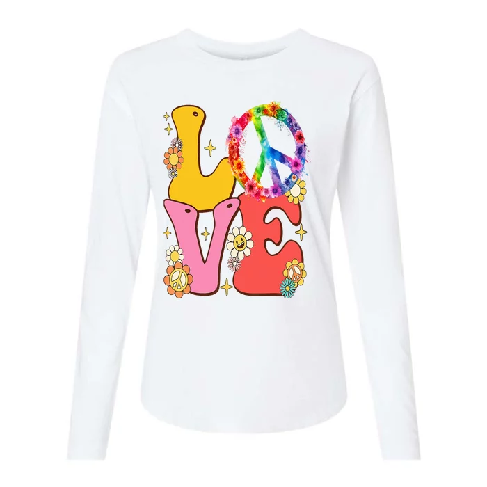 PEACE SIGN LOVE 60s 70s Tie Dye Hippie Costume Womens Cotton Relaxed Long Sleeve T-Shirt