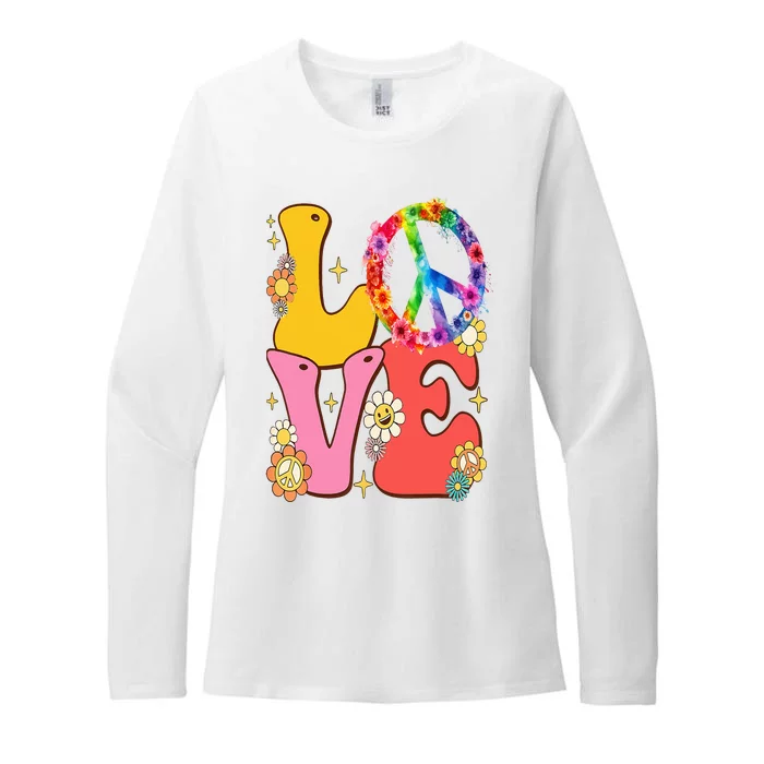 PEACE SIGN LOVE 60s 70s Tie Dye Hippie Costume Womens CVC Long Sleeve Shirt