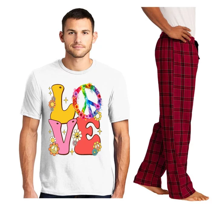 PEACE SIGN LOVE 60s 70s Tie Dye Hippie Costume Pajama Set