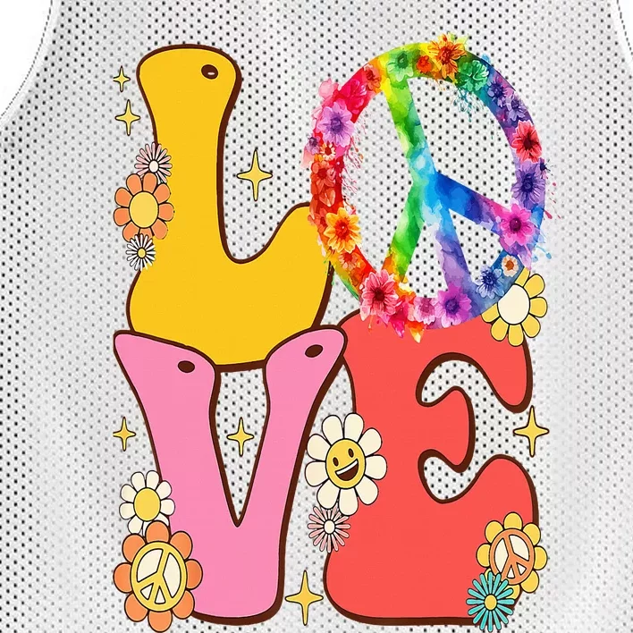 PEACE SIGN LOVE 60s 70s Tie Dye Hippie Costume Mesh Reversible Basketball Jersey Tank