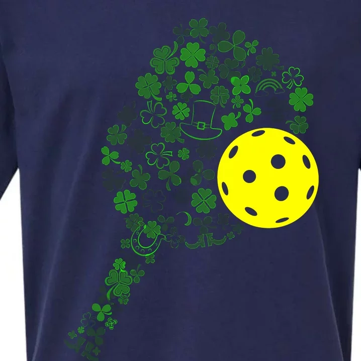 Pickleball Shamrock Leaf St Patrick Day Pickleball Player Sueded Cloud Jersey T-Shirt