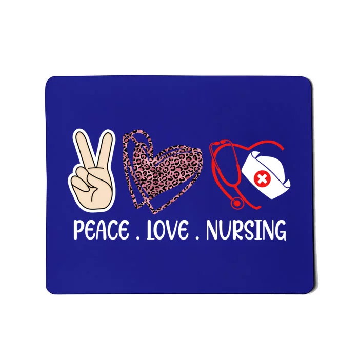 Peace Sign Love Leopard Print Heart Nursing Cap Stethoscope Gift Mousepad