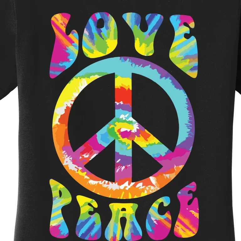 Peace Sign Love 60s 70s Tie Dye Hippie Costume Women's T-Shirt