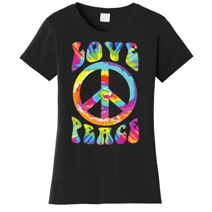 Peace Sign Love 60s 70s Tie Dye Hippie Costume Women's T-Shirt