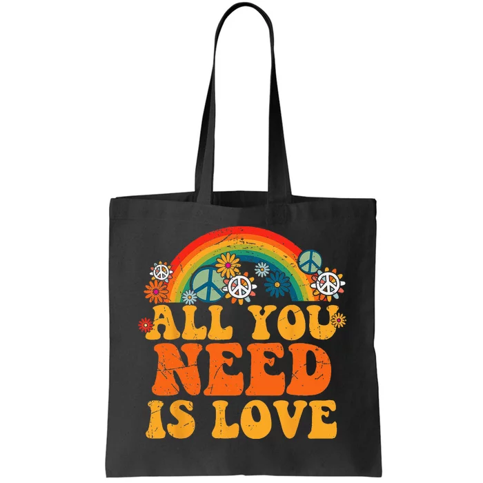 PEACE SIGN LOVE 60s 70s Tie Dye Hippie Costume Halloween Tote Bag