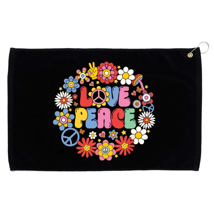 Peace Sign Love 60s 70s Love Peace Hippie Costume Grommeted Golf Towel