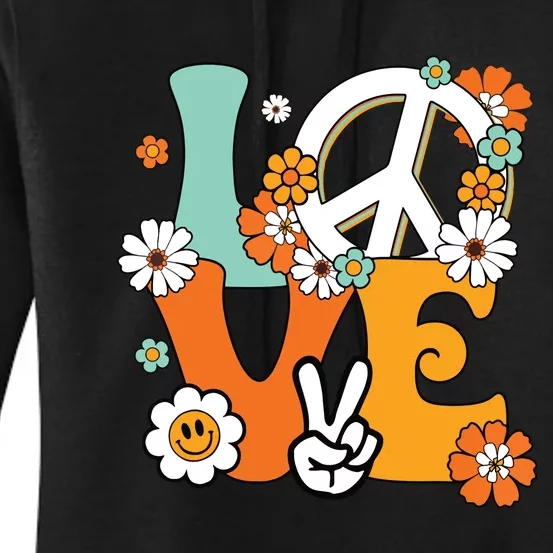 Peace Sign Love 60s 70s Tie Dye Hippie Costume Women's Pullover Hoodie