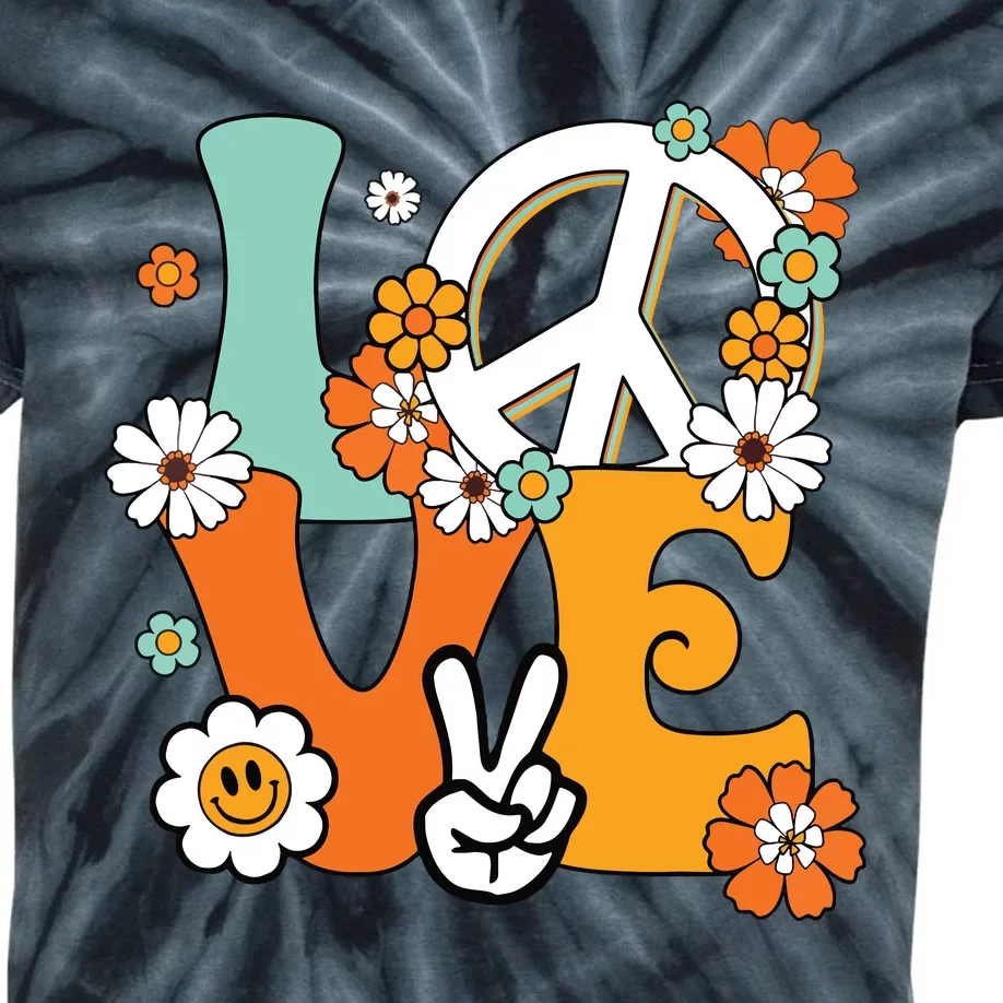 Peace Sign Love 60s 70s Tie Dye Hippie Costume Kids Tie-Dye T-Shirt