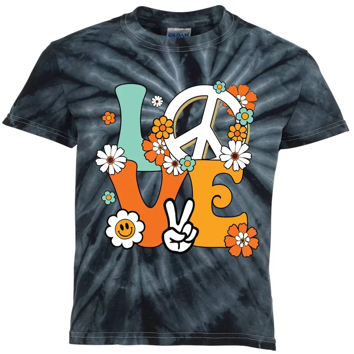 Peace Sign Love 60s 70s Tie Dye Hippie Costume Kids Tie-Dye T-Shirt